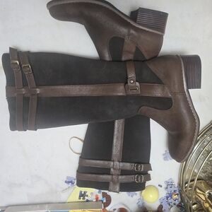 Brown and Black Knee-High Boots